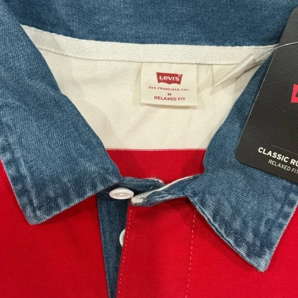 Levi's Men's Bold Striped Polo - Red, Yellow, White, Brown‎ - Picture 5 of 7